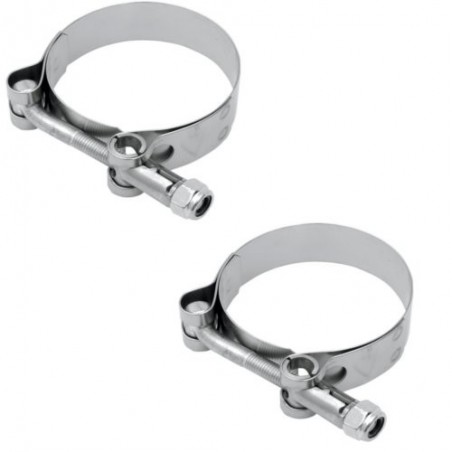 Pair of 2 stainless steel band clamps reinforced "T BOLT" 47-57mm