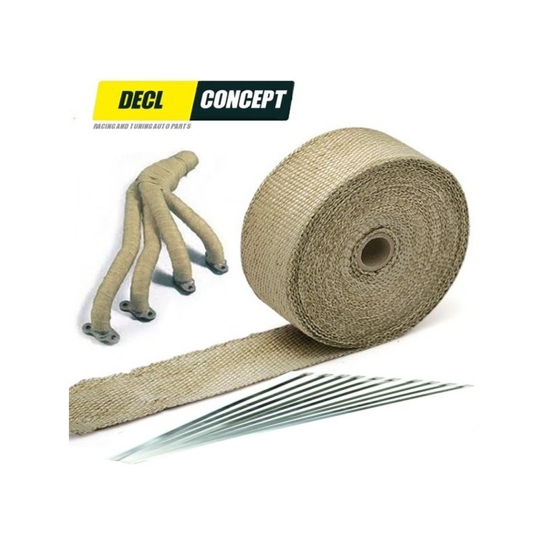 Pack Bande thermique 1400 degrés pour collecteur d'échappement et kit de 10 colliers inox