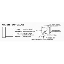 Manomètre température d'eau 52mm 7 couleurs programmables + sondes + support