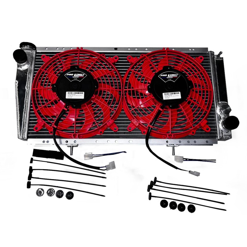 Kit radiateur aluminium gros volume RENAULT 4L et ventilateurs plats ROUGE