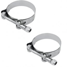 Pair of 2 stainless steel band clamps reinforced "T BOLT" 67-75mm