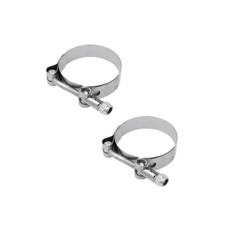 Pair of 2 stainless steel band clamps reinforced "T BOLT" 54-62mm